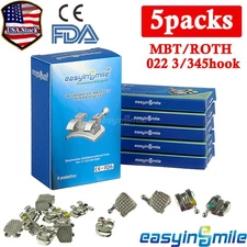 5Packs Dental Orthodontic Brackets Mini Metal Brackets MBT/Roth 022 Braces 3/345
