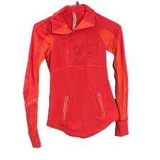 Lululemon Athletica Reflect Half Zip Pullover in Light Flare Size 2 Orange Pink
