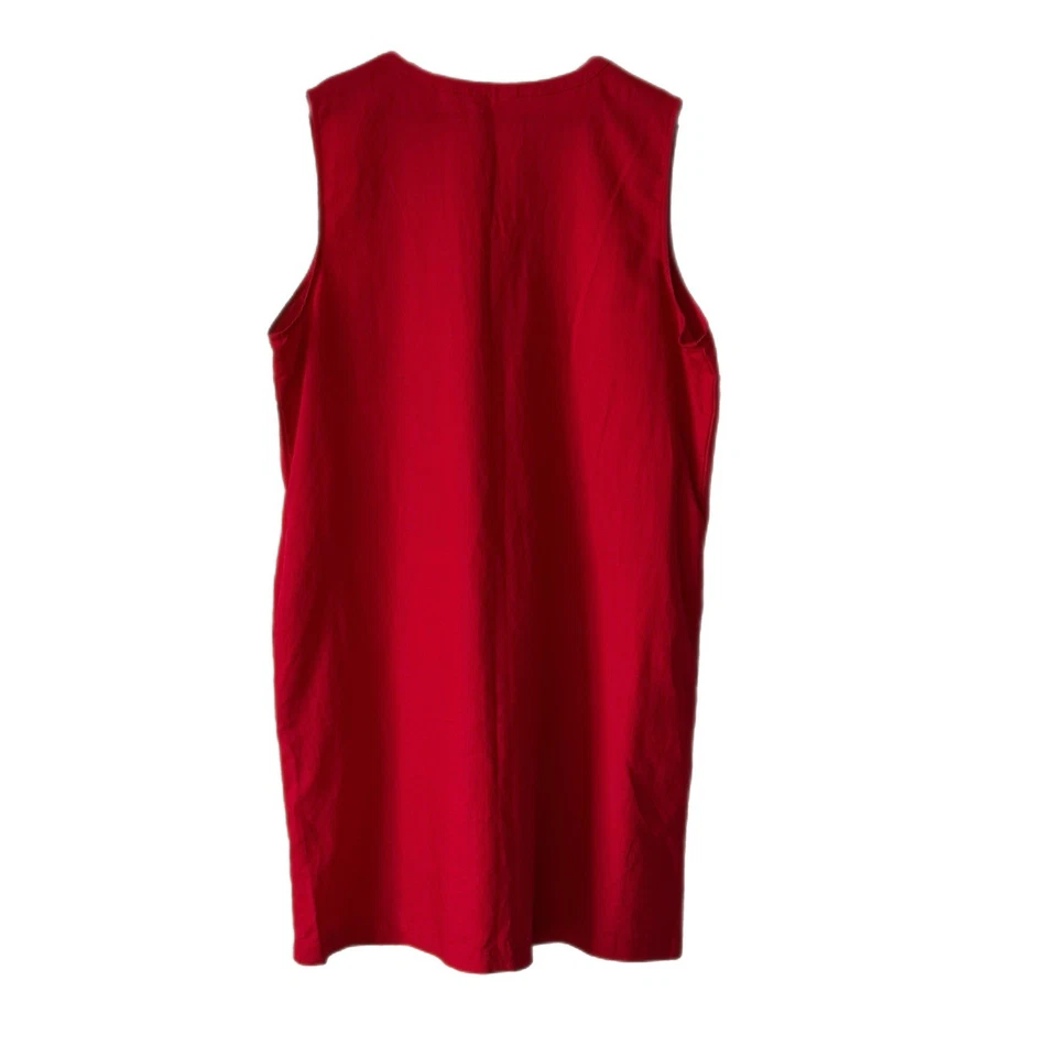 Liz Claiborne Dress Red Linen Blend Pockets Pintuck Resort Garden Party Sz XL - Image 3 of 4