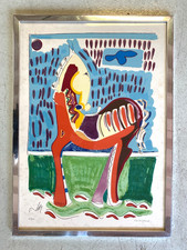 LITOGRAFIA Luciano Schifano STAMPA MULTIPLO 61/100 HORSE COMPOSIZIONE ASTRATTA