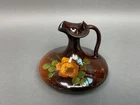 Vintage Antique Louwelsa Weller Art Floral Pottery Brown Ewer Vase Pitcher  4"