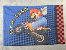 Mario Kart Luigi Wii Pillowcase Double Sided Nintendo Eat My Dust Racing 2012