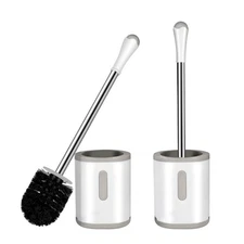 Toilet Brush and Holder, 2 Pack Compact Size Toilet Bowl Brush with Stainless...