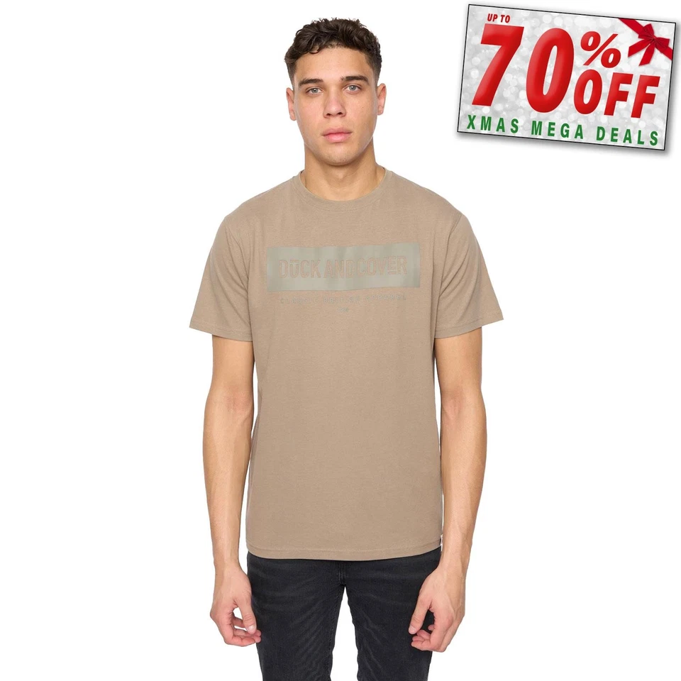 Duck And Cover Chatts Mens Short-Sleeved T-Shirt Crew Neck Casual Tee Top Brown