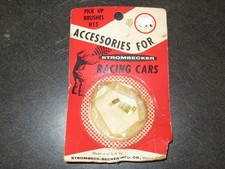 EARLY VINTAGE STROMBECKER SLOT CAR ACCESSORY H15 PICKUP BRUSHES 4 IN PKG.