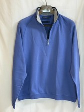 Bobby Jones Men's Mock Neck 1/4 Zip Long Sleeves Pullover - Royal Blue/Gray - XL