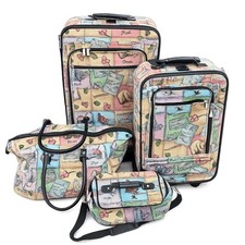 4 Pc Winnie the Pooh Luggage Set Rolling Suitcases Travel Bags Vintage