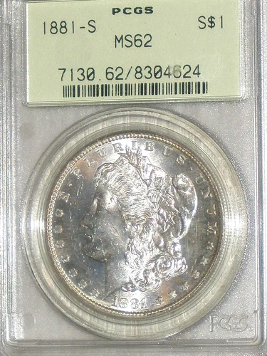 1881-S Morgan Silver Dollar $1 90% Silver PCGS MS62 BU/UNC Nice Coin