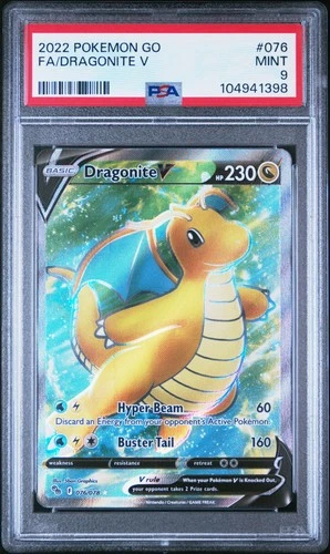 Pokemon GO #076/078 Dragonite V (Full Art) PSA 9