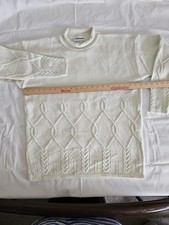 Vintage Cable Knit Womens Sweater 1980s Size Large Made In USA Ecru/off white.