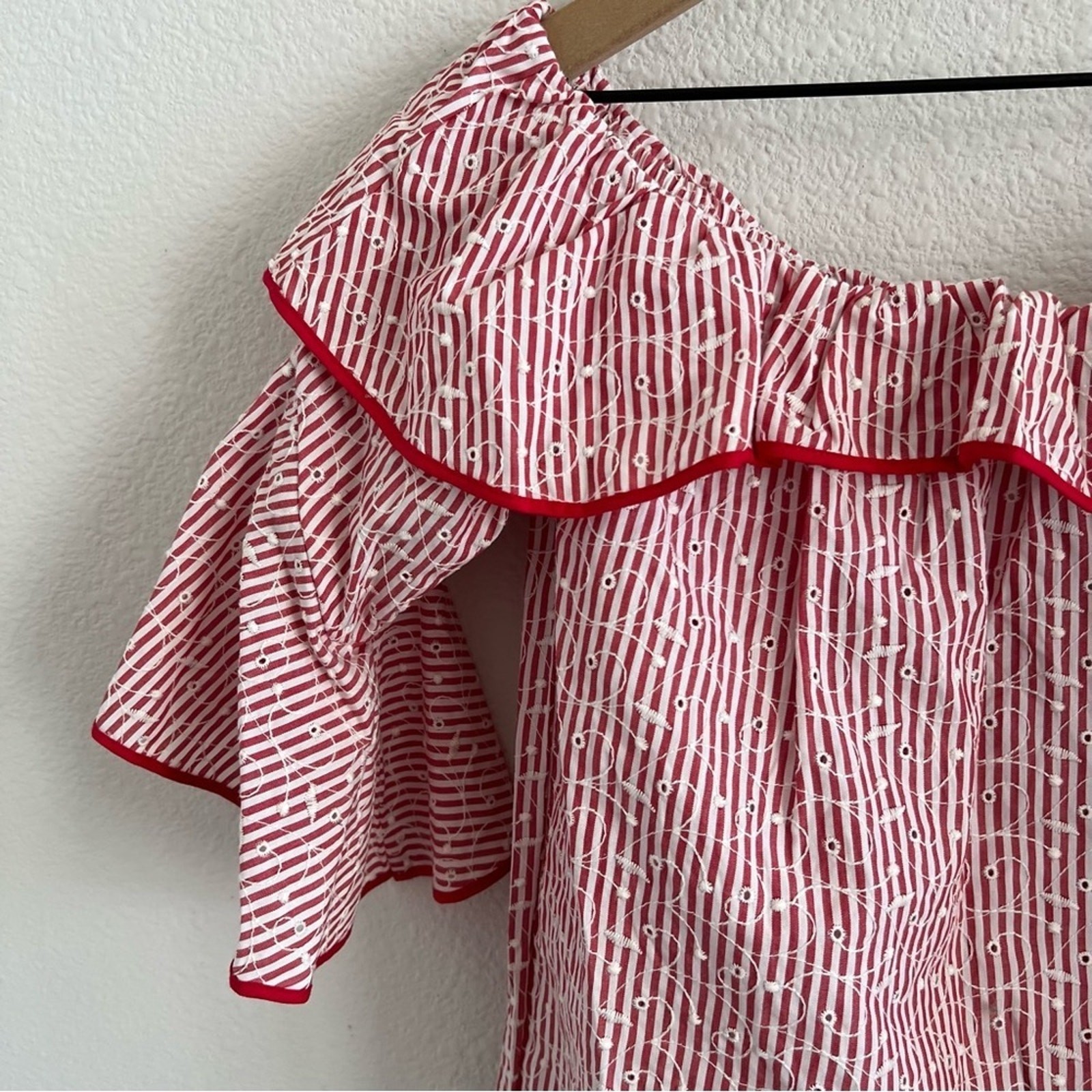 Zara Basic Collection Striped Red White Floral Em… - image 4