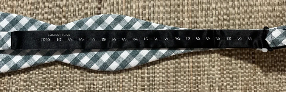 Pajarita con barra de corbata verde blanca a cuadros 100 % algodón para hombre corbata ajustable preppy Foto 4 de 4