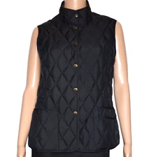 EDDIE BAUER Quilted Black Snap Closure Goose Down Lightweight Vest Size M