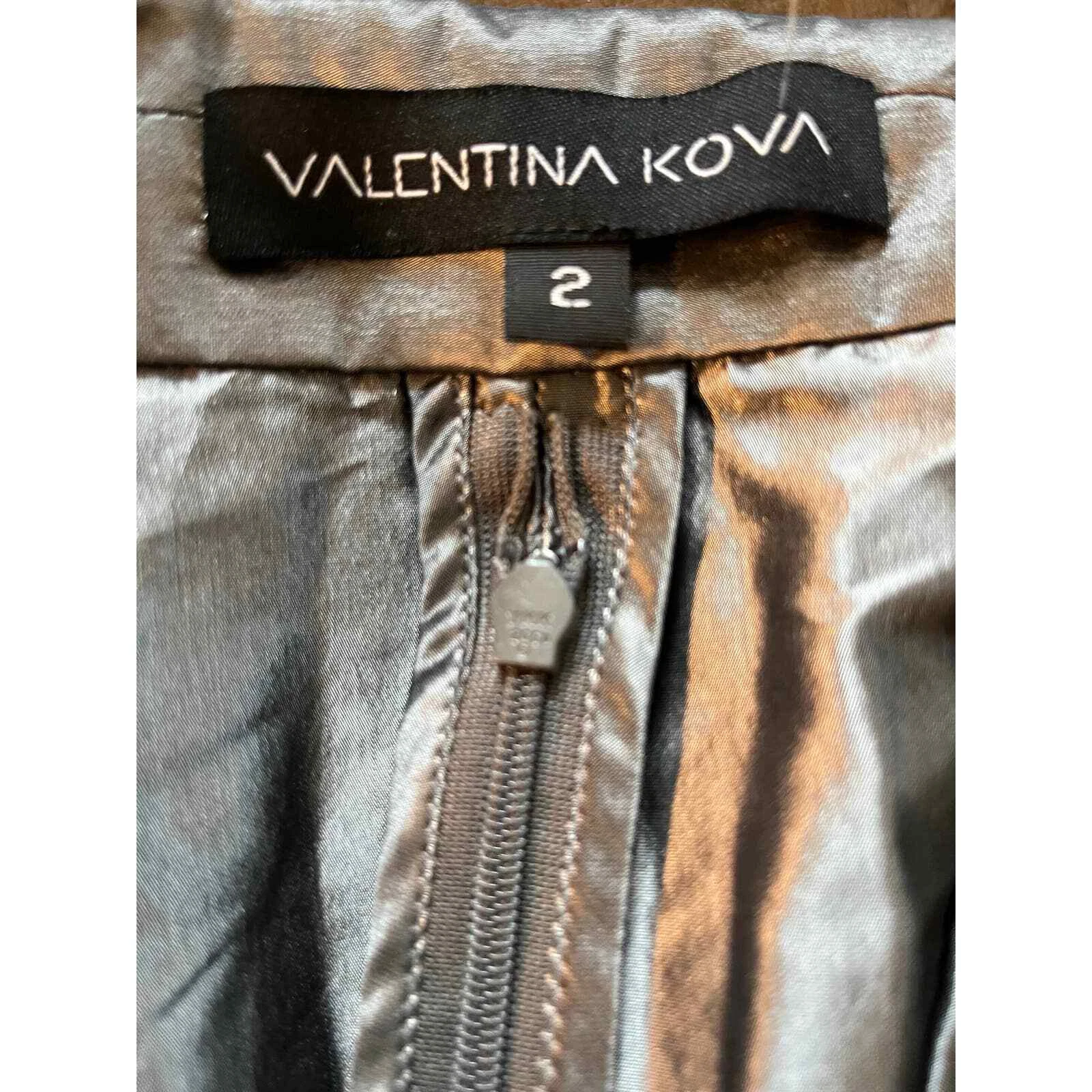 VALENTINO MINI ABITO VALENTINA KOVA TAFFETA SETA FIT & FLARE IN PELTRO TAGLIA 2 RT $1100
