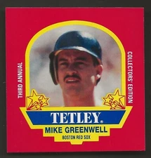 1990 MSA Baseball Tetley Tea Square Mike Greenwell MINT SCARCE