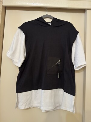 HDD Black And White Sports T Shirt With Pocket And Hoodie Size M/L