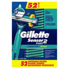 Gillette Sensor2 Plus Disposable Razor lubrastrip Pivot - 52 Razors