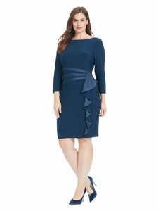 american living satin ruffle sheath dress