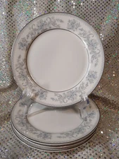 LOT OF 4 - Mikasa Fine China DRESDEN ROSE 7 1/2" Salad Plates Platinum Trim