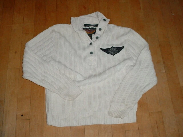 Suéter de corrida vintage Harley Davidson logotipos off white feminino X-pequeno NÍTIDO!!! - Imagem 3 de 4