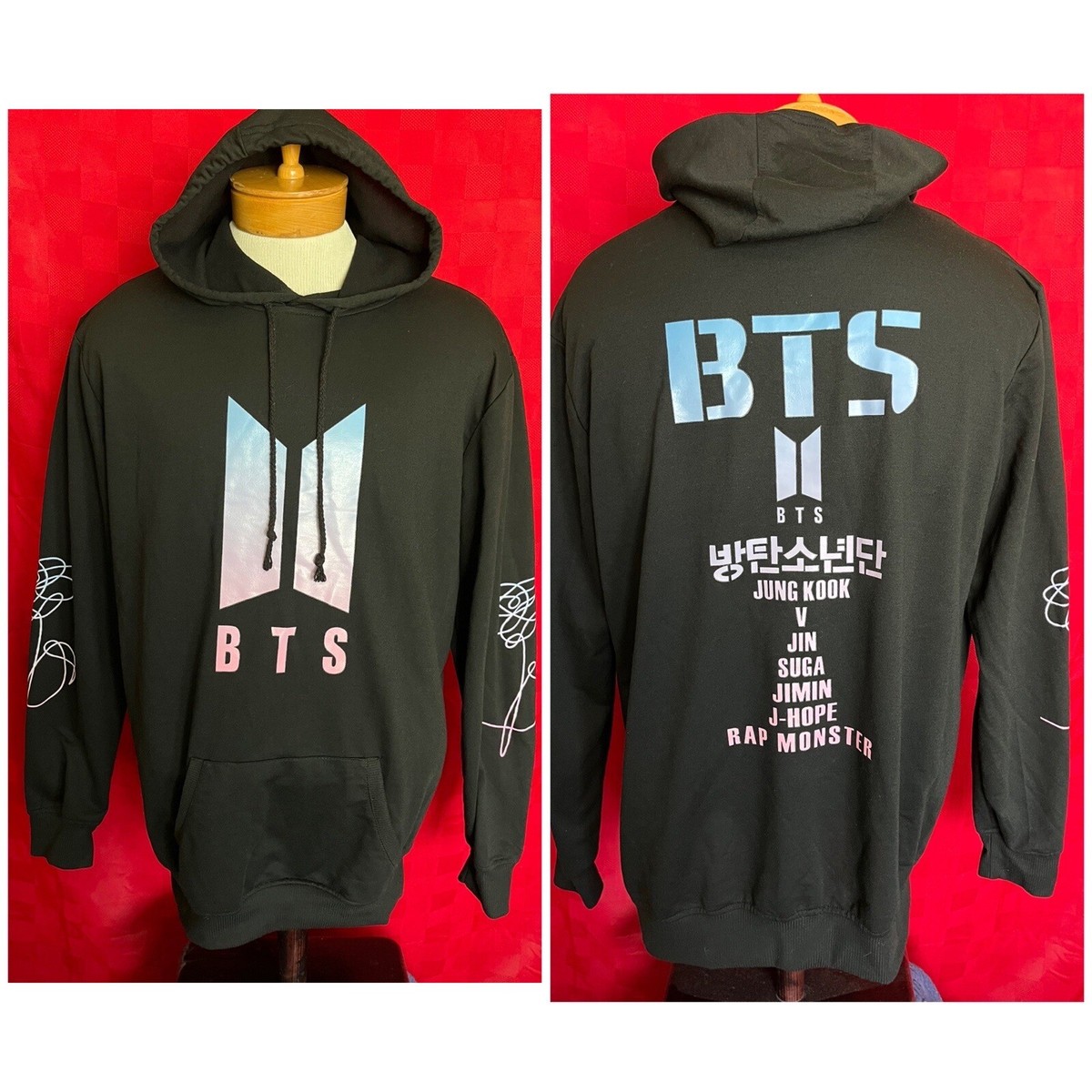 New RARE BTS Korean Boy Band Hoodie Sweatshirt Size L/XL Concert