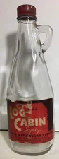 Vintage Log Cabin Syrup Bottle - Paper Label - Embossed Log Cabin (1001418)