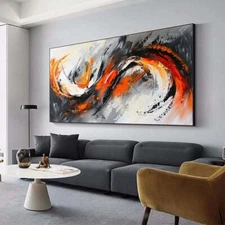 Red Wall Art Paintings Hand Painted Abstract Oil Painting on Canvas Black
