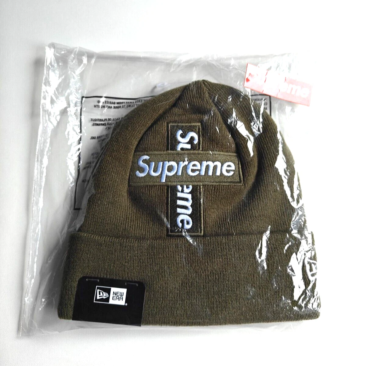 SUPREME / New Era   Bonnet Logo Cross Box   Olive   FW20 2020 NEUF SCELLÉ