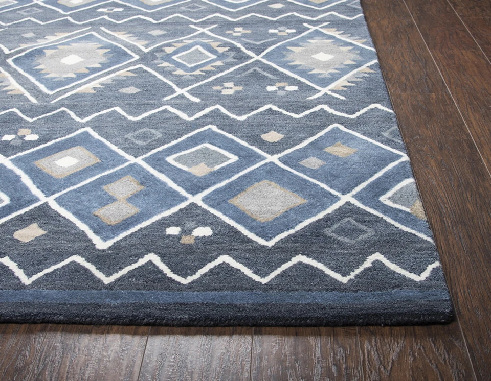 Rizzy Rugs Blue Zig Zag Rows Diamonds Contemporary Area Rug Geometric TL647A - Image 2 of 4