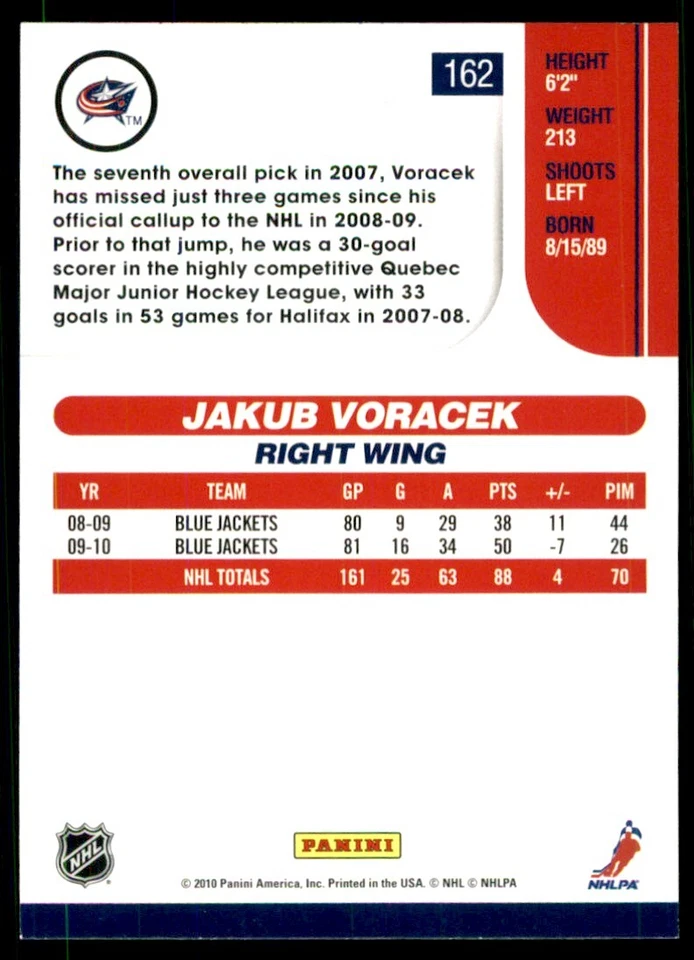 2010-11 Score Jakub Voracek #162 - Image 2 of 2