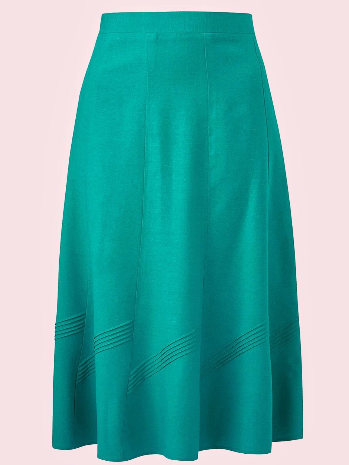 Jade Linen Blend Panelled Pintuck Skirt by Julipa Sizes UK 14 to 28 L 30" & 33"