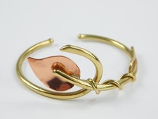 Vtg Chris Anderson Brass & Copper Cala Lily Flower Artisan Cuff Bracelet
