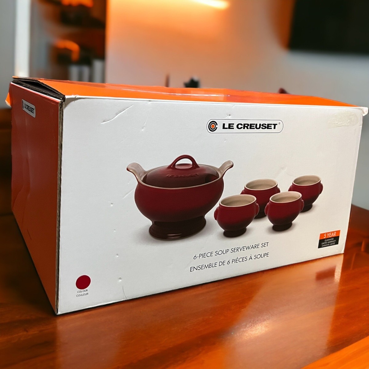 Le Creuset 6-Piece Soup Serveware Set, Marseille Red NEW Le Creuset 6-Piece Soup Serveware Set, Marseille Red NEW
