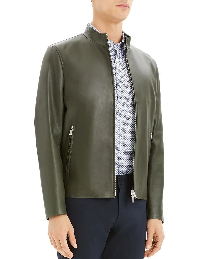 正品男式 Theory Morvek Kelleher 皮夹克 Kombu 绿色 MSRP $995.00 — 第 2/4 张图片