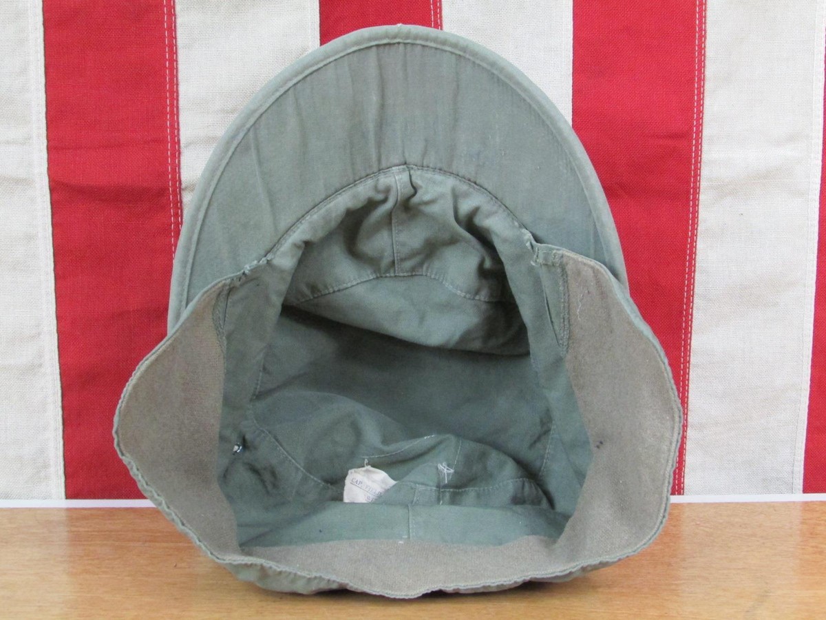 Vintage WWII US Army M43 Cotton OD Field Cap Visor M-1943 Hat 1st