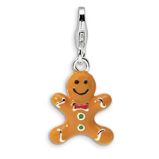 Gingerbread Cookie Charm Enameled .925 Sterling Silver Click On Amore La Vita