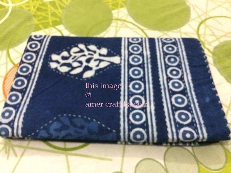 Colcha queen azul índigo Kantha indiana reversível colcha cobertor de cama - Imagem 2 de 4