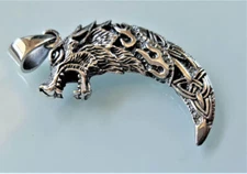 Wolf Fang STERLING SILVER 925 Pendant Wolf Claw Celtic Knot Viking Wolf Talisman