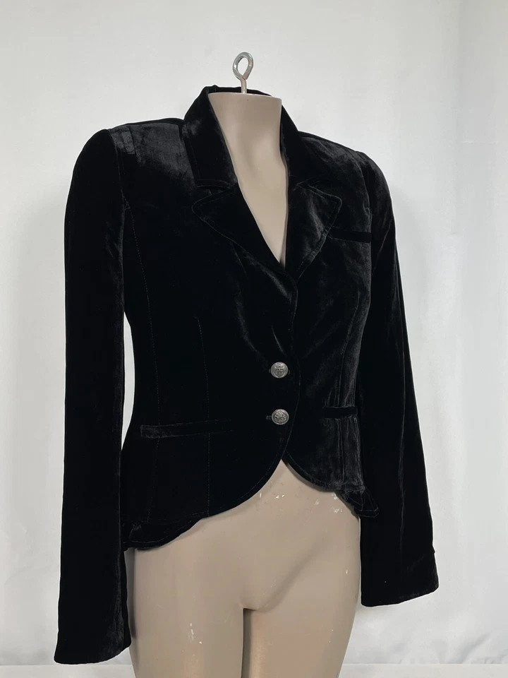 Chaqueta Blazer Juicy Couture Pana Negra Dos Botones Para Mujer PEQUEÑA Foto 4 de 4