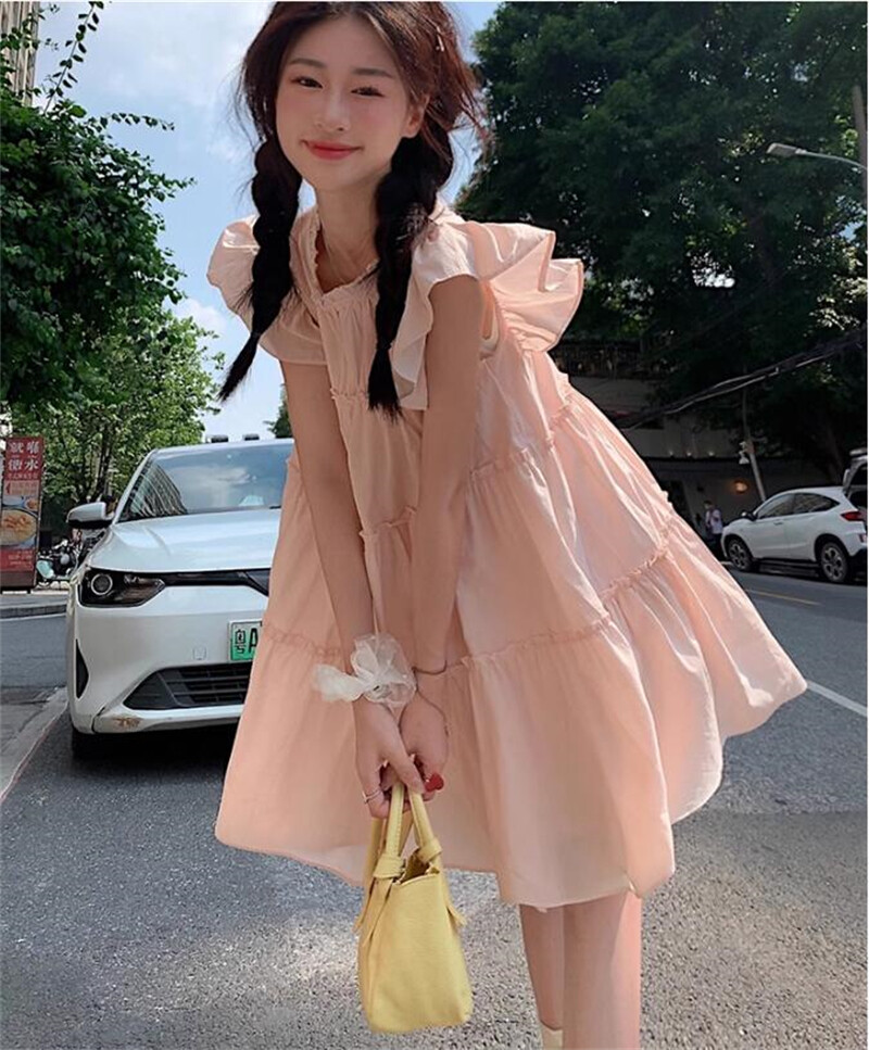 Japanese Women's Lolita sweet high waisted ruffled student dress