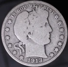 1913 Barber Half Dollar G-VG / Nice Coin / Tough Date $75