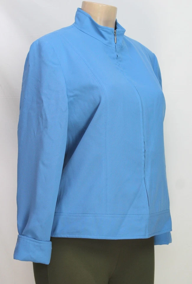 Chaqueta para mujer Evan Picone cremallera completa manga larga azul talla 12 Foto 3 de 4