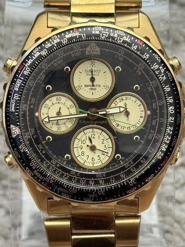 Vintage Seiko Flightmaster 7T34-6A09 Quartz Chronograph Men's Watch (1337501-1)