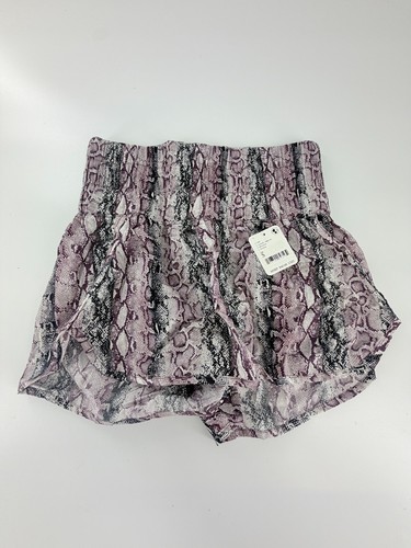 Free People Movement Women's S The Way Home Shorts High Rise Anaconda Print NWT