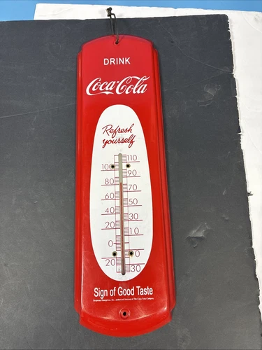 Vintage COCA COLA Metal Thermometer Soda Tin Sign Very Clean/Nice