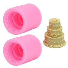 Tnfeeon Food DIY Silicone, 2pcs Cake Shape Silicone Chocolate Cake Soap Candl...