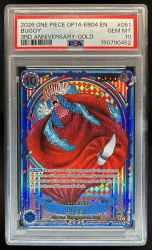 2026 One Piece 3rd Anniversary Buggy Gold #OP09-051 PSA 10 GEM MINT