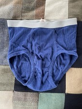 Vintage 80s Fruit Of the Loom Fashion Briefs Ribbed Medium Navy Blue
