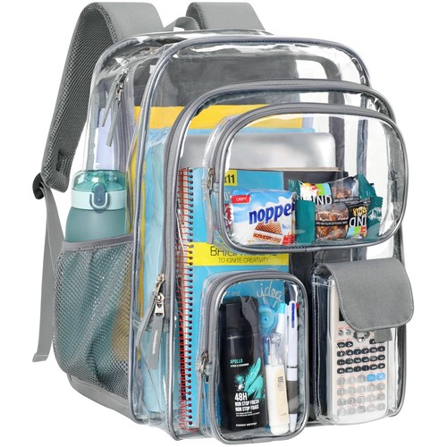 PACKISM Clear Backpack for School - 18 Inch Extra Large Large, Grey