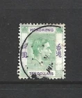 Hong Kong GVI 1938 $10 Dollars Green / Violet High Value Used